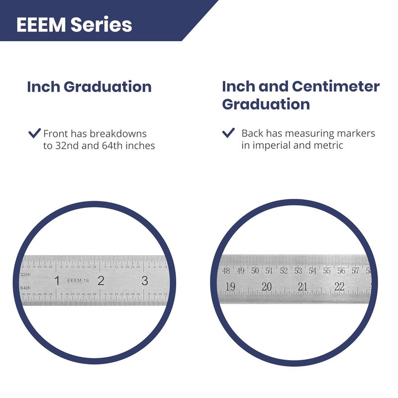 Pacific Arc Stainless Steel Ruler Inch and Metric, with 32nd and 64th Graduations, 36 Inches - Image 3